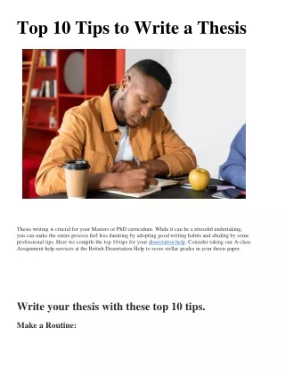 top 10 tips to write a thesis