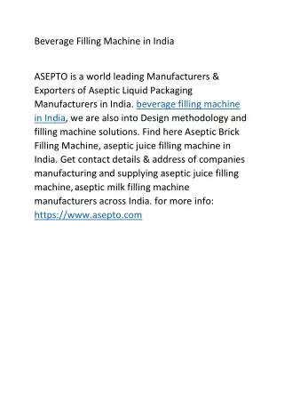 beverage filling machine in india