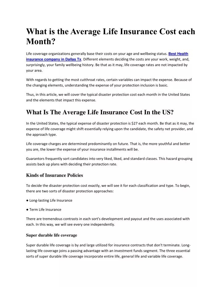 ppt-what-is-the-average-life-insurance-cost-each-month-powerpoint