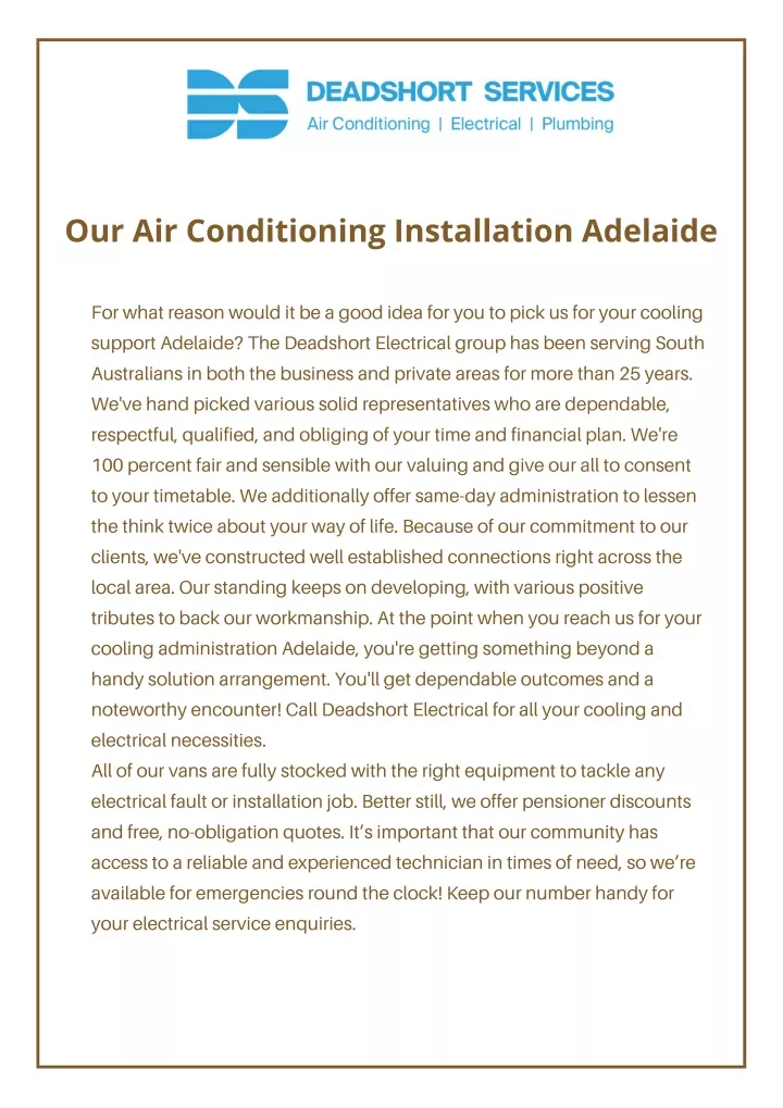 our air conditioning installation adelaide