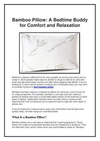 bamboo pillow a bedtime buddy for comfort