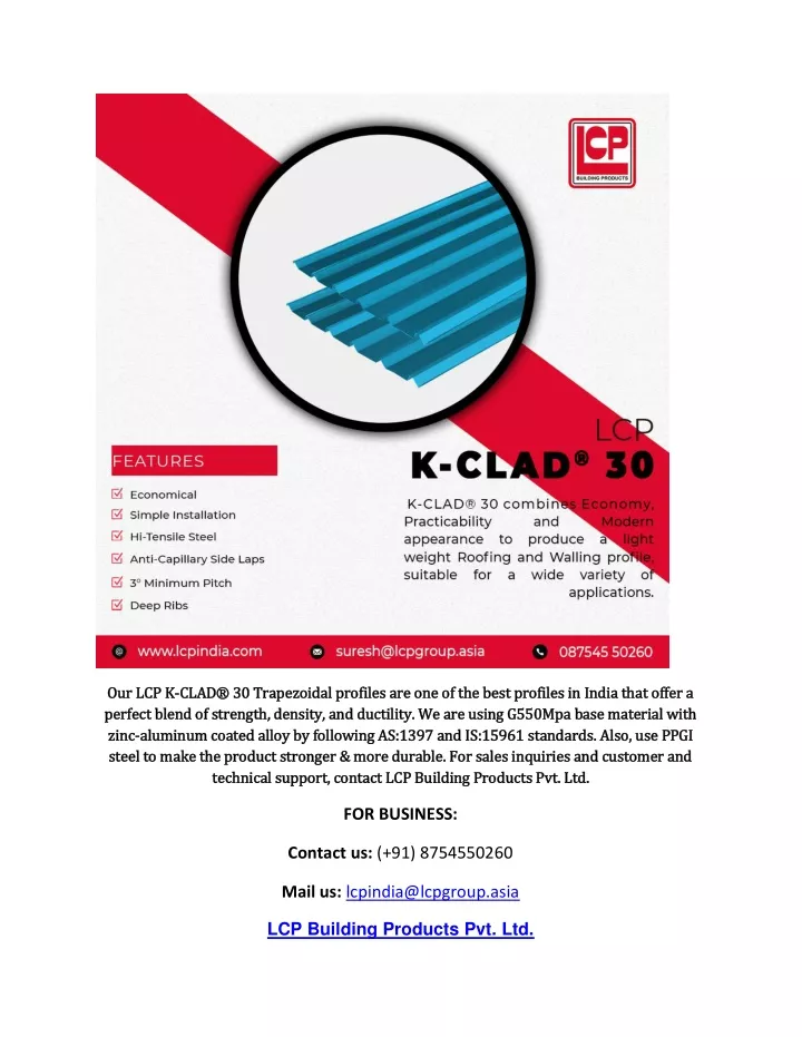 our lcp k our lcp k clad 30 trapezoidal profiles