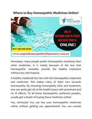 Where to Buy Homeopathic Medicines Online
