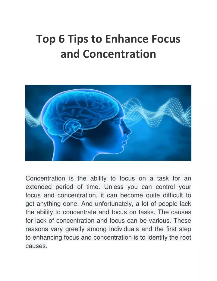 top 6 tips to enhance focus and concentration