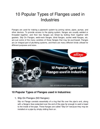 Ablaze Lining -  10 Popular Types of Flanges used in Industries