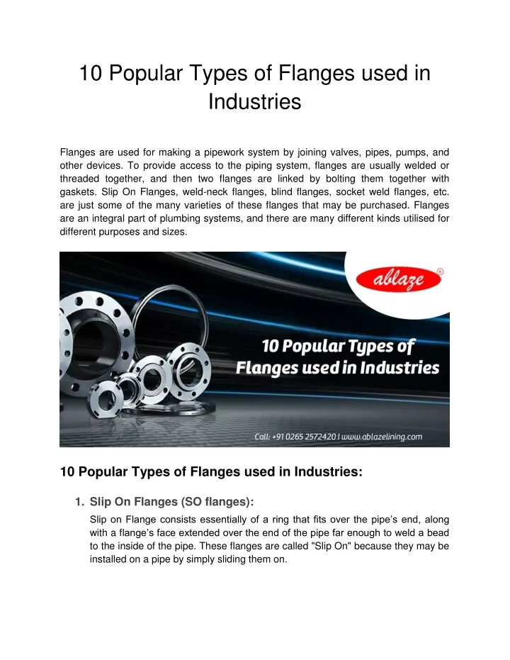 10 popular types of flanges used in industries