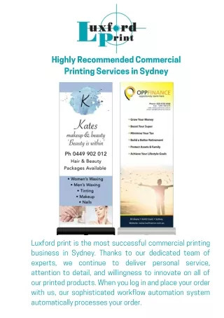 highly recommended commercial printing services