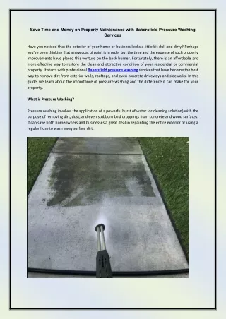 Save Time and Money on Property Maintenance with Bakersfield Pressure Washing Services