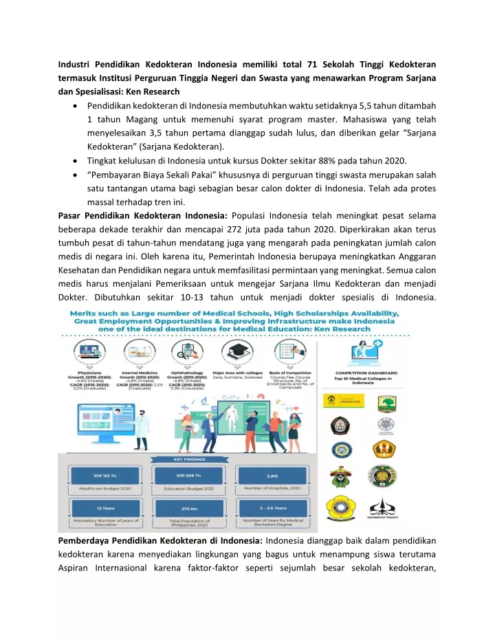 industri pendidikan kedokteran indonesia memiliki