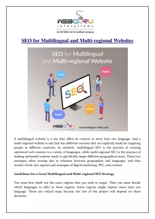 seo for multilingual and multi regional websites