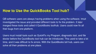 how to use the quickbooks tool hub