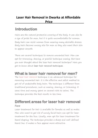 Laser Hair Removal in Dwarka at Affordable Price