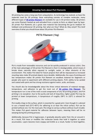 amazing facts about pla filaments