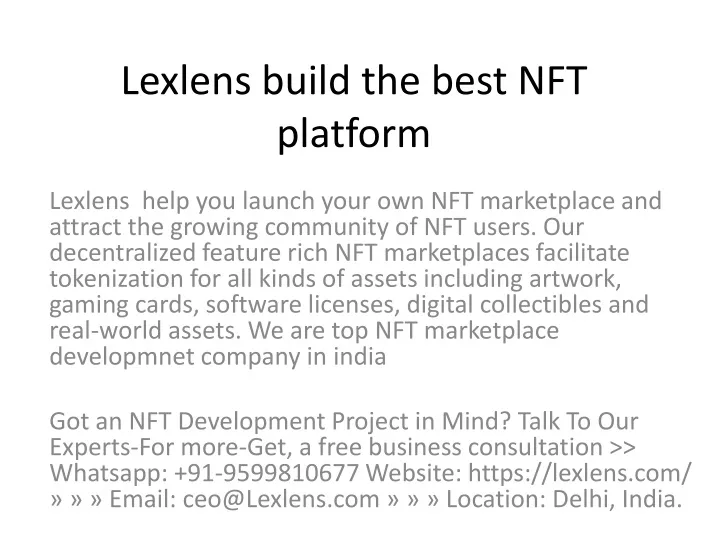 lexlens build the best nft platform