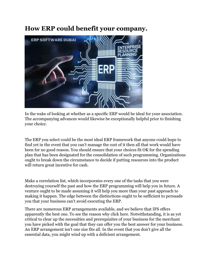 how erp could benefit your company