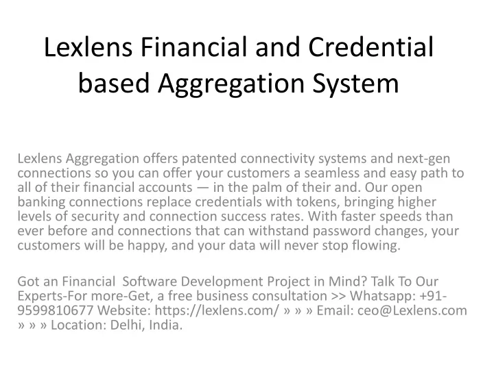 lexlens financial and credential based aggregation system