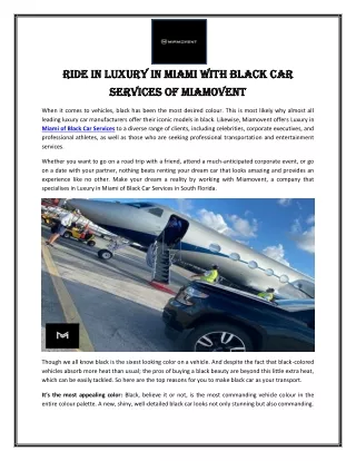Ride in Luxury in Miami with Black Car Services of Miamovent