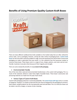 benefits of using premium quality custom kraft