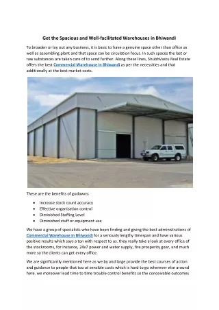 get the spacious and well facilitated warehouses