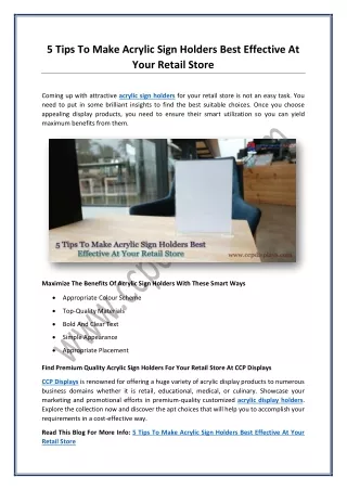 5 tips to make acrylic sign holders best