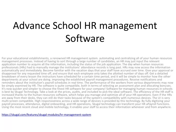 advance school hr management software