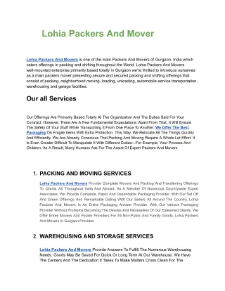 Lohia Packers And Movers