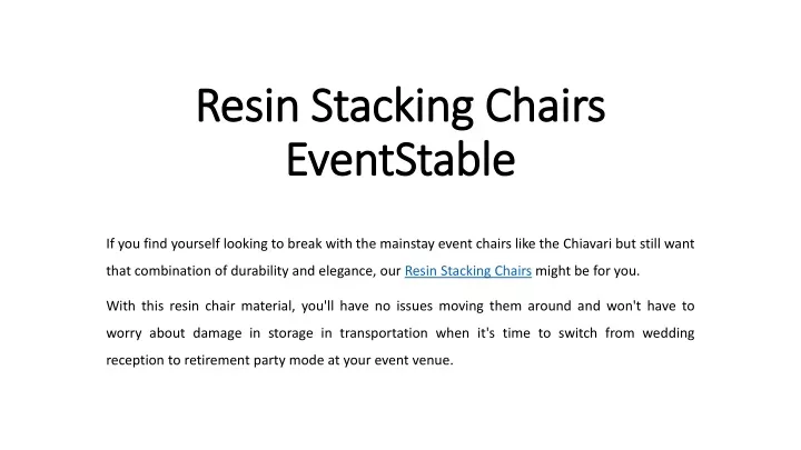 resin stacking chairs eventstable