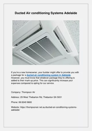 Ducted Air conditioning Systems Adelaide