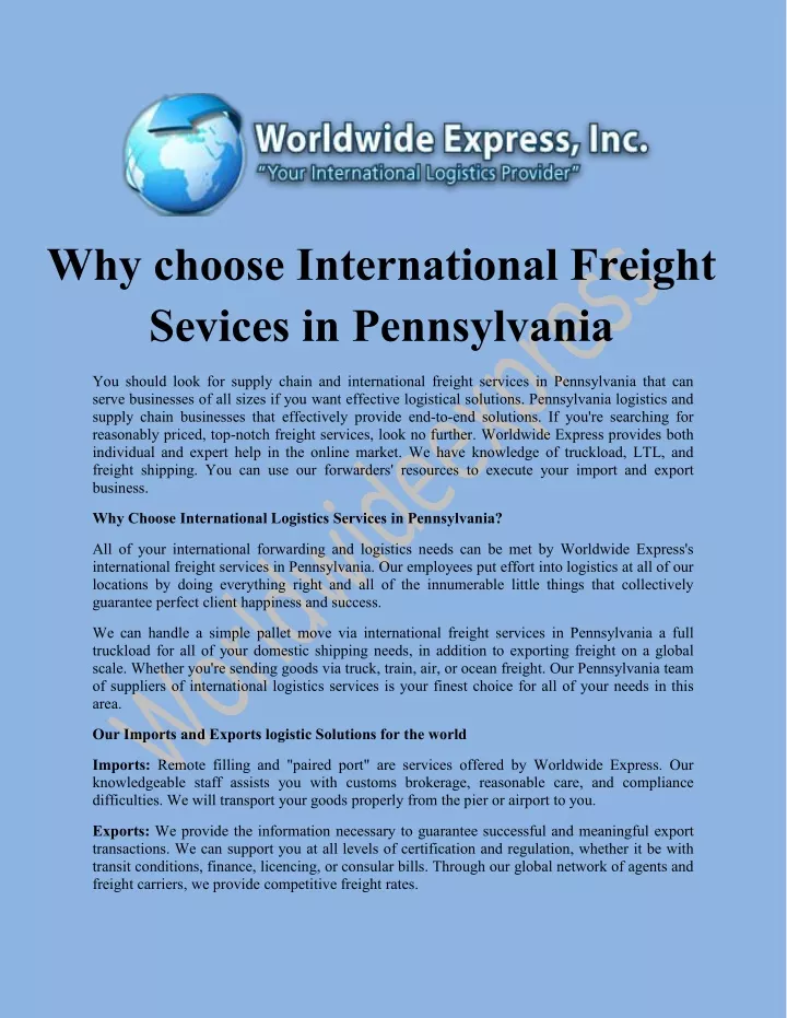 why choose international freight sevices