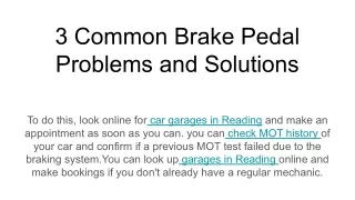 3 common brake pedal problems and solutions