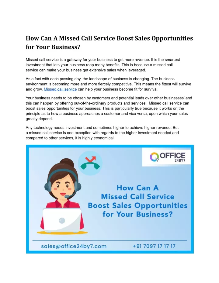 how can a missed call service boost sales