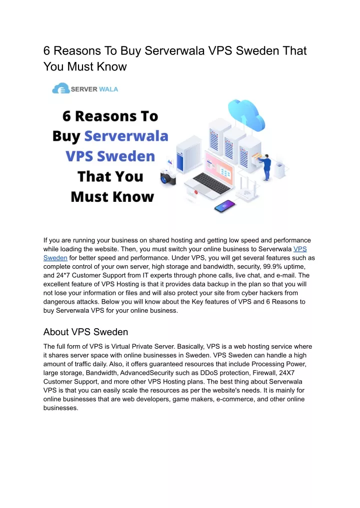 6 reasons to buy serverwala vps sweden that