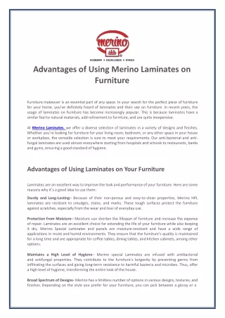 advantages of using merino laminates on furniture