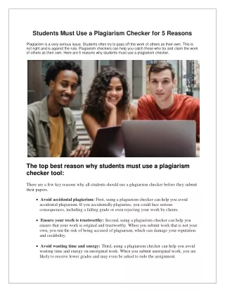 Plagiarism Checker is Important for Students