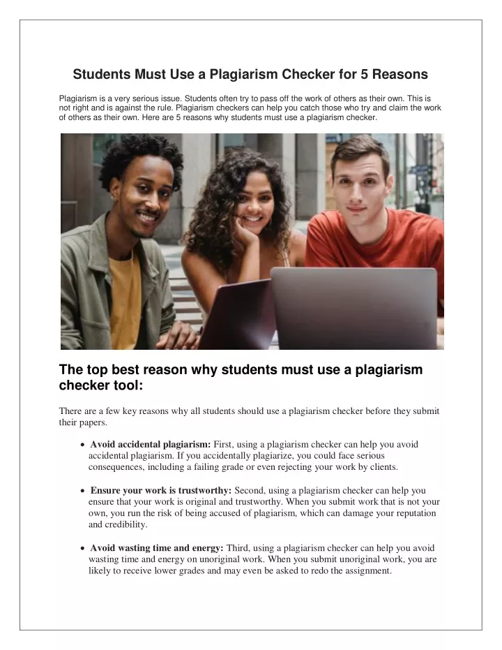 students must use a plagiarism checker