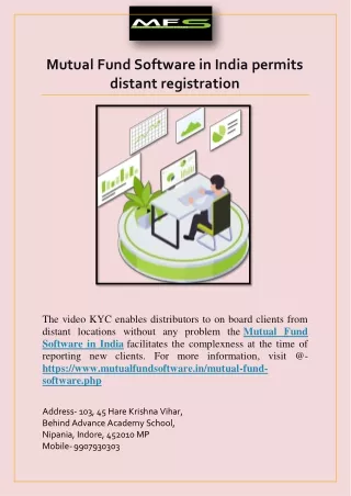 mutual fund software in india permits distant