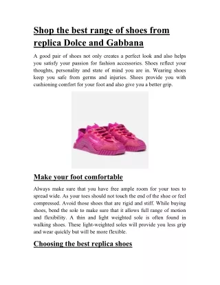 Shop the best range of shoes from replica Dolce and Gabbana