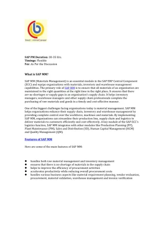 sap pm duration 30 35 hrs timings flexible