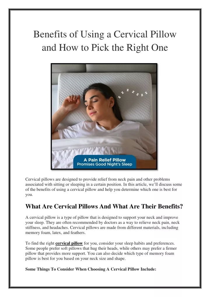 benefits of using a cervical pillow