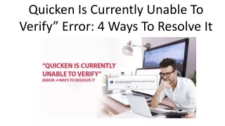 quicken is currently unable to verify error