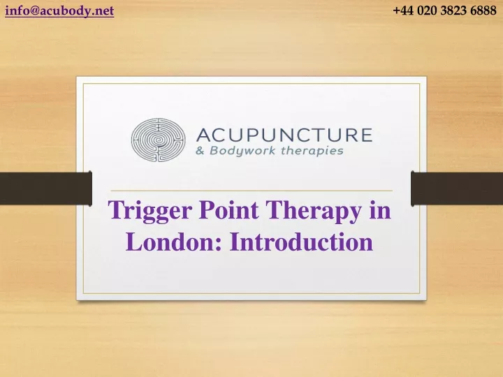 trigger point therapy in london introduction