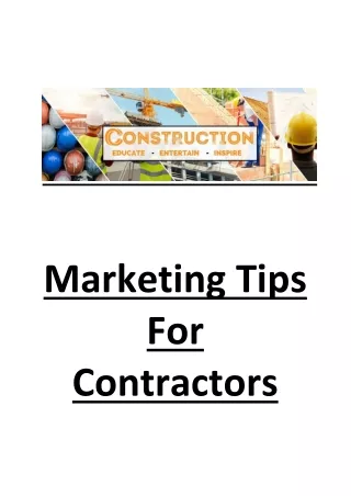 Marketing Tips For Contractors