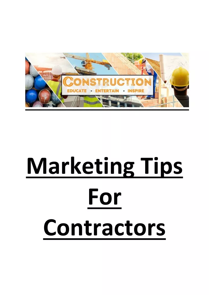 marketing tips for contractors
