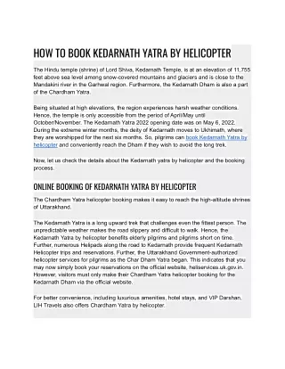 HOW TO BOOK KEDARNATH YATRA BY HELICOPTER