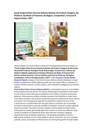 saudi arabia online grocery delivery market