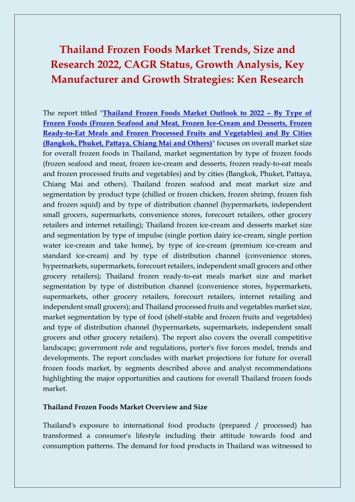 thailand frozen foods market trends size