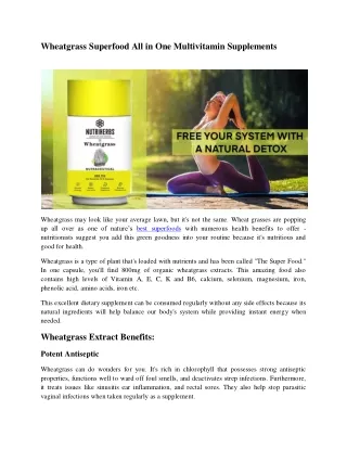 wheatgrass superfood all in one multivitamin