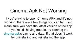 Cinema Apk Not Working