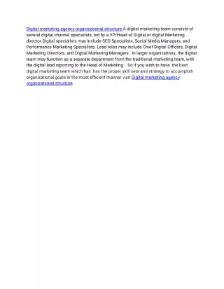 digital marketing agency organizational structure