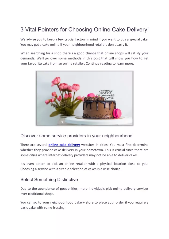 3 vital pointers for choosing online cake delivery